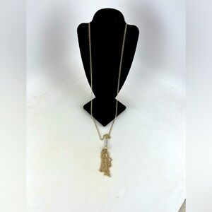Gold tassel long necklace